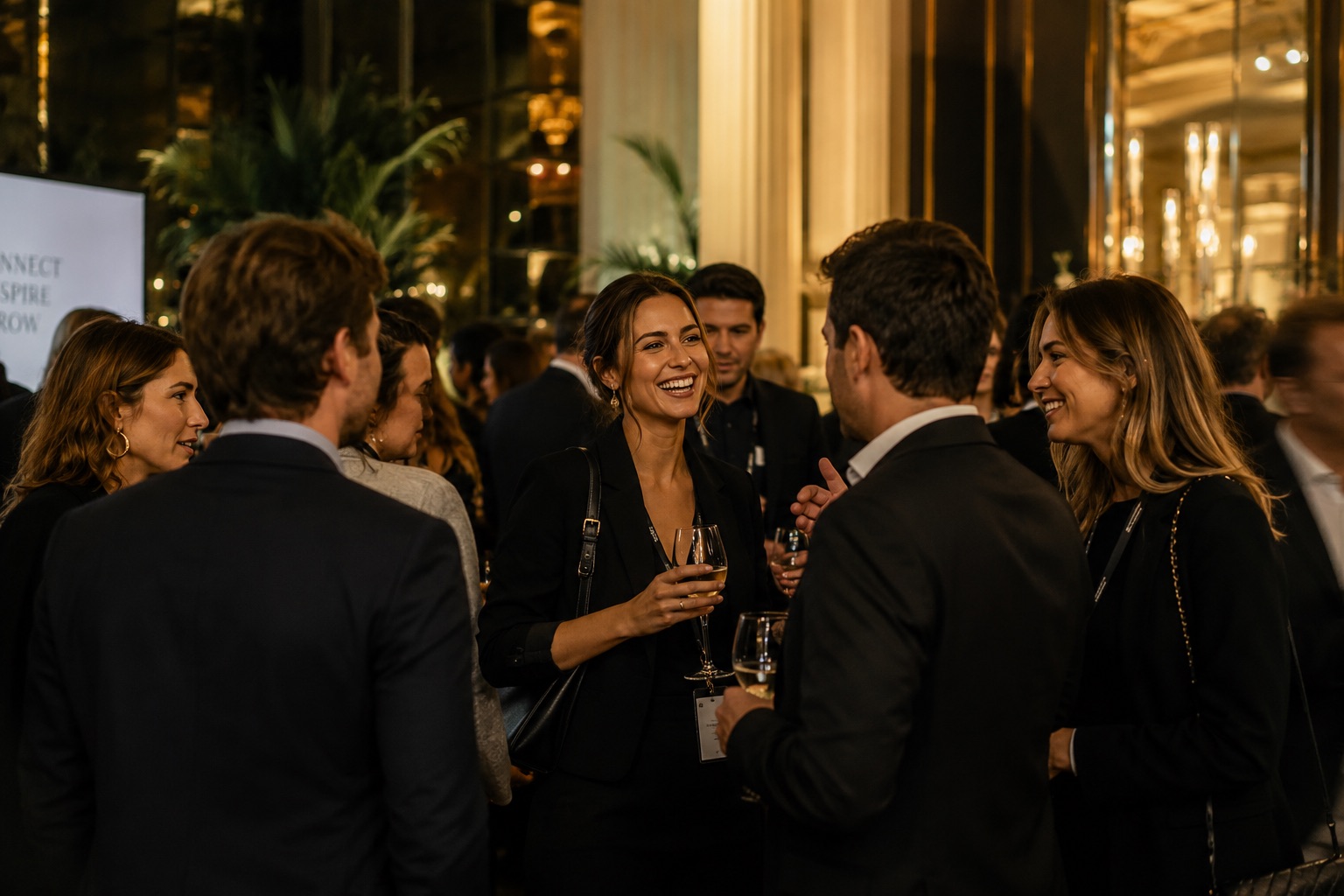 Cocktail d’entreprise dans un palace parisien, à la nuit tombée